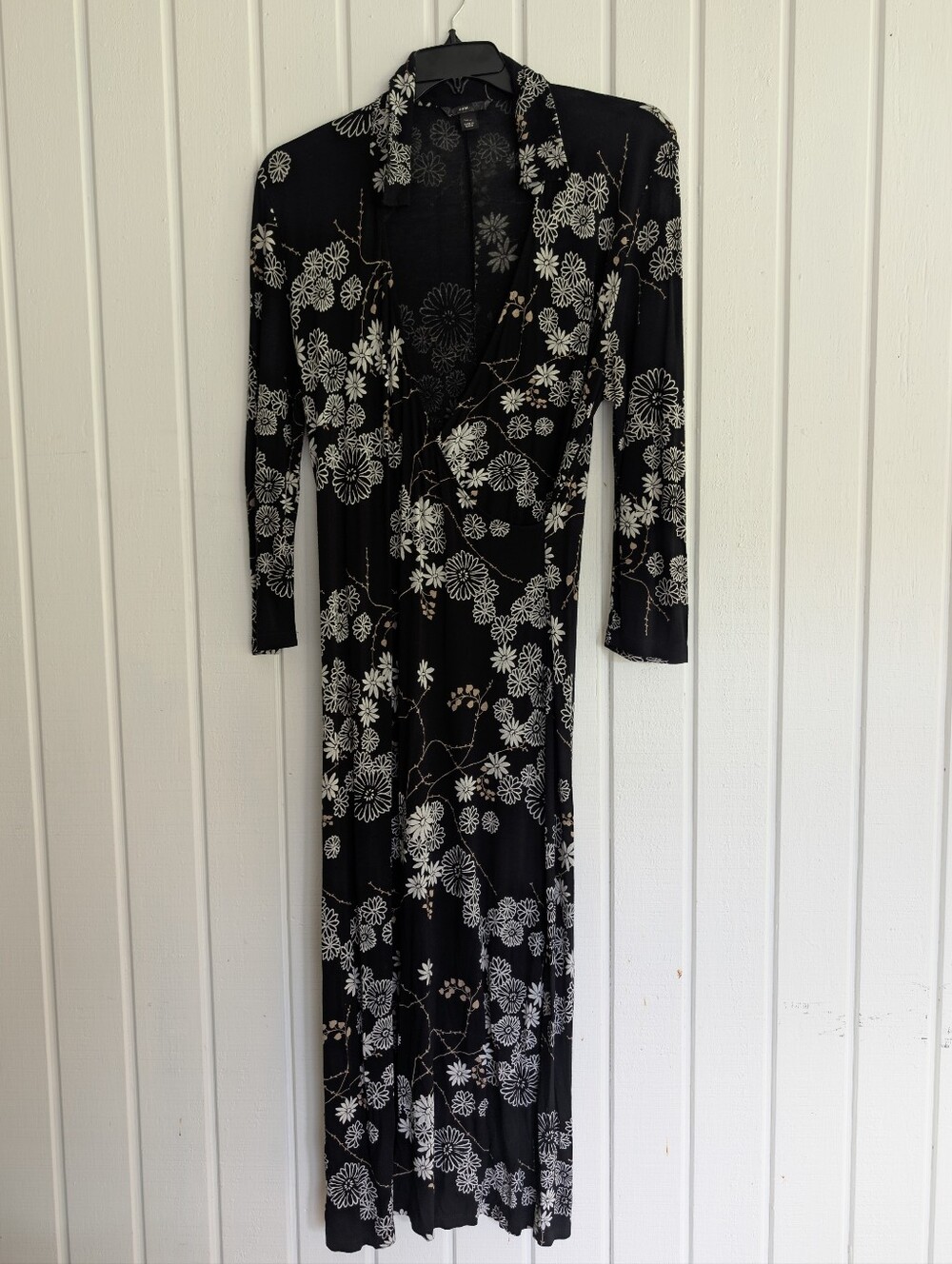 H&M Maxi Floral Dress In Black And White Size 10